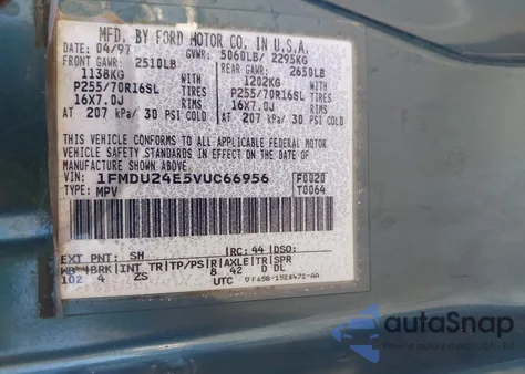 1997 Ford Explorer Sport/Xl из США, поврежденный, VIN 1FMDU24E5VUC66956